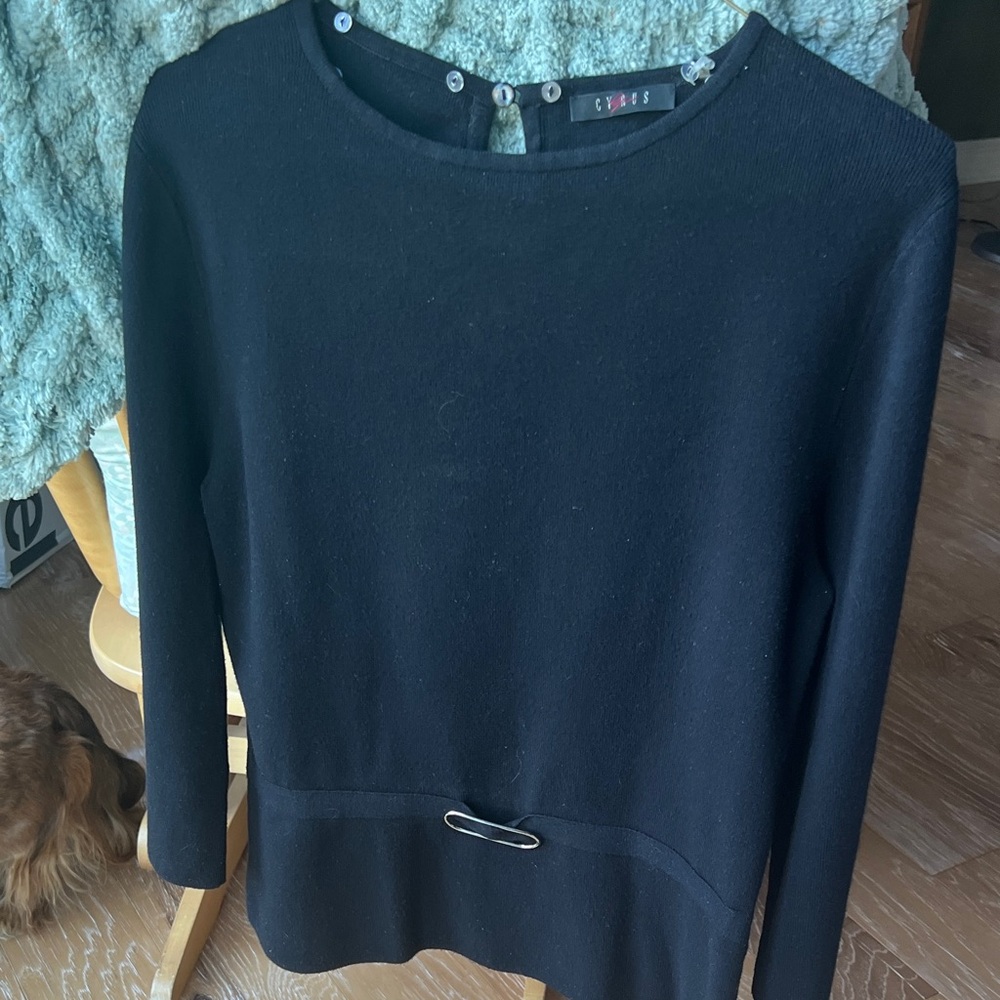 Cyrus Black Long Sleeve sweater in with Belt